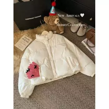 Воротник-стойка, маленькая хлебная одежда, хлопковая одежда с длинными рукавами, куртка женская зимняя 2024, новая свободная и универсальная модная хлопковая одежда, прилив S