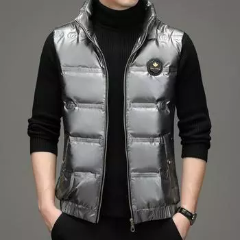 Воротник-стойка, модный яркий пуховик без рукавов, жилет без рукавов, жилет, мужской корейский вариант, пальто Tide M