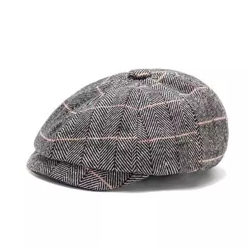 Восьмиугольная кепка для людей среднего и пожилого возраста, мужской берет, кепка для газетчика на осень-зиму, шерстяная кепка художника серый