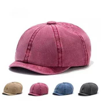 Восьмиугольная кепка из хлопчатобумажной выстиранной джинсовой ткани, женская британская берет, литературная кепка художника с утиным языком, ретро-кепка для газетчика, мужская M56-58cm хаки