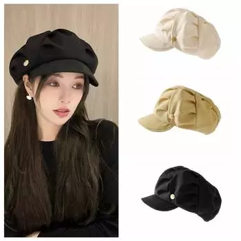Восьмиугольная кепка, плиссированный берет, Harajuku, плиссированная восьмиугольная кепка, шляпа Cloud Painter, уличная одежда хаки
