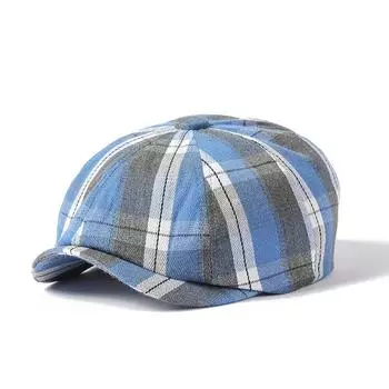 Восьмиугольная кепка в литературном стиле, берет в клетку в стиле ретро, мужская кепка газетчика, женская кепка в европейском и американском стиле M56-58cm хаки