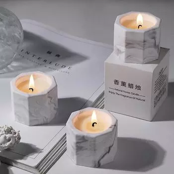 Восьмиугольная китайская свеча из гипса в форме чашки - соевый воск для ароматерапии с растительными эфирными маслами