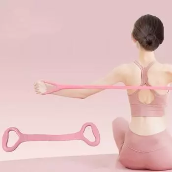 Восьмиугольная лента сопротивления для девочек и женщин, 8 слов, тренажер для груди, фитнес-лента для силовых тренировок, канат сопротивления розовый