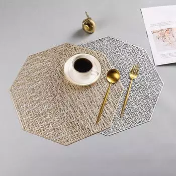 Восьмиугольная полая противоскользящая теплоизолированная подставка для чашки, подставка для кружки, тарелка, коврик для тарелки золотистый