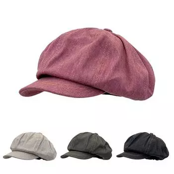 Восьмиугольная шляпа-берет Cloud Top для женщин, хлопковые береты, весна-лето, повседневные, универсальные, козырьки для художников, для девочек, корейская винтажная кепка газетчика серый