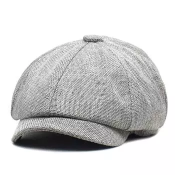 Восьмиугольная шляпа, дышащий берет, мужская шляпа с утиным язычком, кепка в стиле ретро, модная мужская шляпа M56-58cm светло-серый