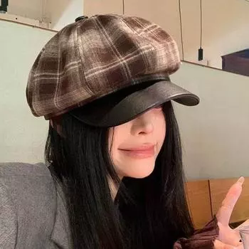 Восьмиугольная шляпа летняя утиный язычок берет большая окружность головы тонкая женская 2024 новая передовая шляпа M56-58cm