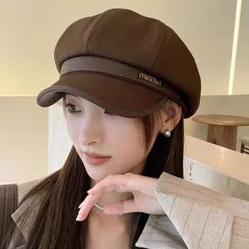 Восьмиугольная шляпа Minmin с изогнутыми полями, маленький берет с изображением лица, детская шляпа газетчика с утиным языком, шляпа художника с большими полями One size