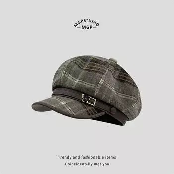 Восьмиугольная шляпа в стиле ретро с бабочкой, женская, осенне-зимняя, универсальная, с маленьким британским беретом, модная шляпа газетчика M56-58cm