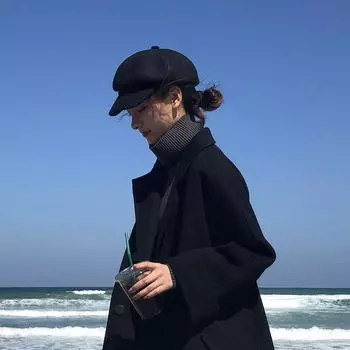 Восьмиугольная шляпа Женская модная британская ретро-шляпа художника Шерстяная универсальная литературная шляпа газетчика adjustable (suitable for 54-57CM)