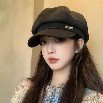 Восьмиугольная шляпа Женская осенняя британская берет с изображением лица Маленькая корейская японская литературная кепка Шляпа художника хаки
