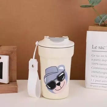 Восьмиугольная термос из нержавеющей стали 316, уличная восьмиугольная кофейная чашка с веревкой, женская портативная чашка для пары 450ml белый