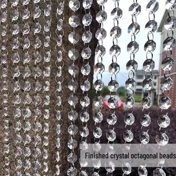 Восьмиугольная занавеска из хрустальных бусин для свадебного потолка, сцены или дверной перегородки Crystal, Size can be customized