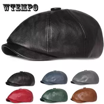 Восьмиугольные береты унисекс из 100,00% искусственной кожи, кепки для газетчиков, кепки синий