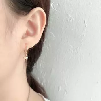 Восьмиугольные серьги со звездами, стерлинговое серебро S925, стразы, маленькое солнце, модные серьги, женские аксессуары белого золота