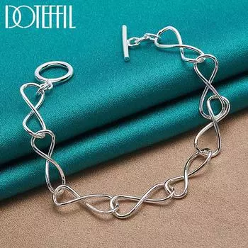 Восьмиугольный браслет, романтический подарок, серебряные бижутерия 20cm