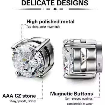 Восемь поддельных серег без проколотых ушей, серьги из циркония для мужчин и женщин, продаются серьги из циркония и магнита.