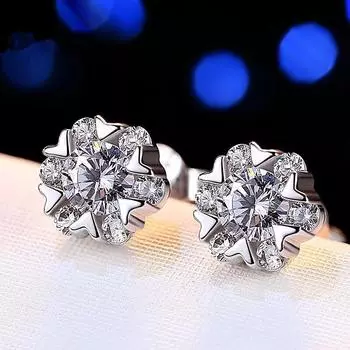 Восемь сердец и восемь стрел, покрытые Pt950 полностью бриллиантовая имитация моцареллы бриллиант гексаграмма сливовый цветок серьги-гвоздики для женщин