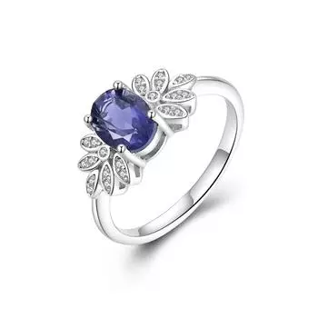 Восхитительное эффектное серебряное кольцо из натурального большого иолита ov 6x8 мм, драгоценный камень, целебный камень, привлекательные украшения для женщин, свадебное предложение, подарок US RING SIZE:6# синий