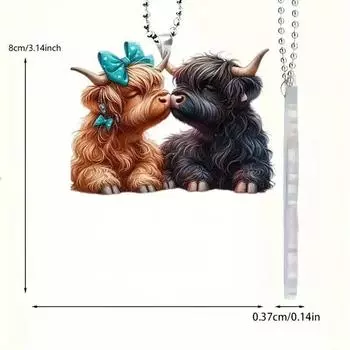 Восхитительное акриловое 2D украшение в виде яка для подвешивания в машине и на елку в рождественском стиле