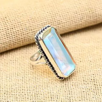 Восхитительное радужное ювелирное кольцо с мистическим топазом ручной работы из стерлингового серебра 925 пробы для нее 4 белый