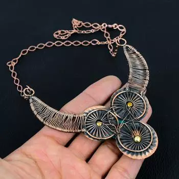 Восхитительное ювелирное ожерелье ручной работы из чистой медной проволоки с бирюзовым драгоценным камнем 18 Inches синий