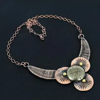 Восхитительное золотое апачское пиритовое ожерелье ручной работы из чистой медной проволоки, ювелирное ожерелье 18 Inches золотистый