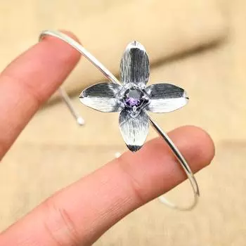 Восхитительный аметист, драгоценный камень, регулируемый ювелирный браслет ручной работы из стерлингового серебра 925 пробы для женщин