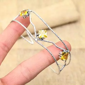 Восхитительный драгоценный камень цитрин, ювелирные изделия ручной работы из стерлингового серебра 925 пробы, прекрасный регулируемый браслет для нее