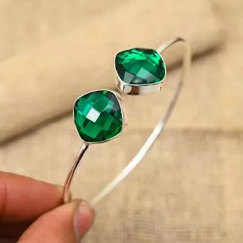 Восхитительный хром-диопсид, драгоценный камень, ювелирные изделия ручной работы, ювелирные изделия из стерлингового серебра 925 пробы, манжеты для нее Adjustable зелёный