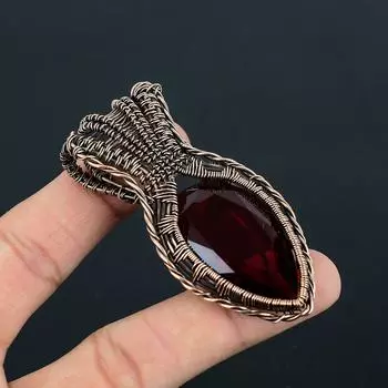 Восхитительный кулон ручной работы из медной проволоки с драгоценным камнем красный гранат 2.87 Inches красный