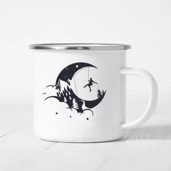 Восхождение на Луну Эмалированные кружки для кофе для кемпинга Кружка для костра Стиль похода на открытом воздухе Горная чашка для путешествий на открытом воздухе Фестиваль Путешествия