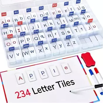 VoSinrly 234 алфавитные плитки магнитная доска и коробка для хранения заглавных букв алфавита ABC магнитные плитки с буквами для класса образовательный игрушечный набор для