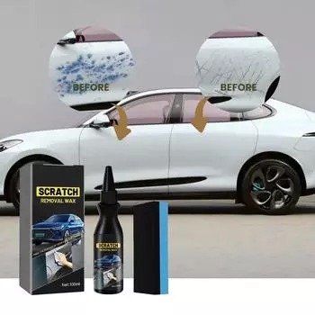 Воск для царапин на автомобиле, бальзам для царапин на авто, набор губок для удаления царапин на автомобиле для ухода за всеми видами лакокрасочного покрытия автомобиля 100 мл One Size