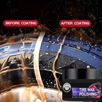 Воск для шин и полирующее средство - Используйте прилагаемую губку для универсального восстановления резины и пластика, защиты от выцветания и обновления автомобильных дисков 5G