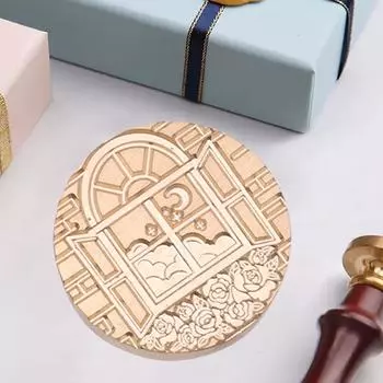 Восковая медная головка с рисунком окна, серия, винтажная ремесленная запечатывающая головка для открыток, конвертов, свадебных приглашений, подарочной упаковки