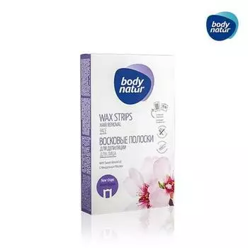 Восковые полоски для депиляции Body Natur для лица с маслом сладкого миндаля