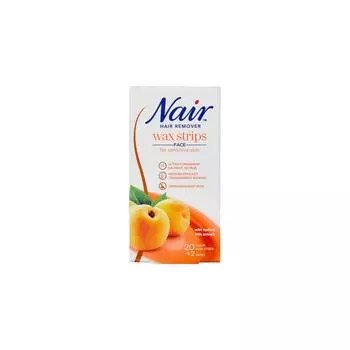 Восковые полоски для удаления волос на лице Nair Sensitive 20 шт + финишная салфетка 2 шт, 1 набор