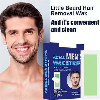 Восковые полоски, восковые полоски для удаления волос, набор для удаления волос на лице, теле, руках, ногах, груди, спине, 30 восковых полосок и 3 успокаивающие масляные салфетки, 30 шт. зелёный