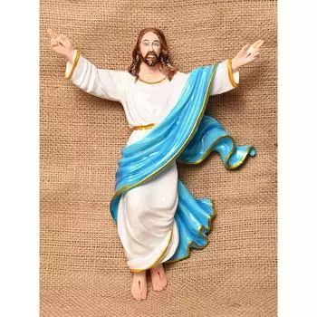 Воскресший Христос / Иисус Христос (3 x 10 x 12 дюймов) Католический идол, идеальный для украшения молитвенной комнаты и подарка (Синий и Белый),