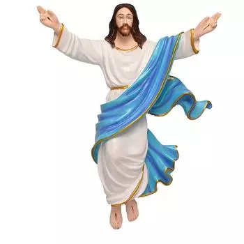 Воскресший Христос / Иисус Христос (3 x 10 x 12 дюймов) Католический идол, идеальный для украшения молитвенной комнаты и подарка (Синий и Белый),