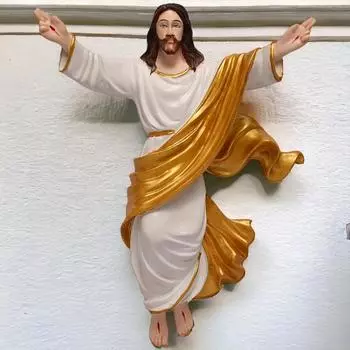Воскресший Иисус Христос Идол и выставочный экспонат для подарков и украшения (Золото и Белый) (3 x 10 x 12 дюймов), Идол Новый
