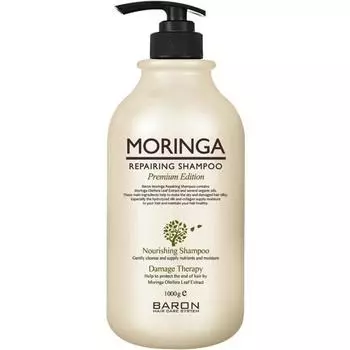 Восстанавливающий шампунь Baron Moringa, 1000г, 1 корейский уход за волосами