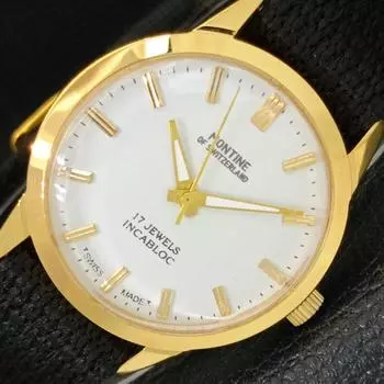 ВОССТАНОВЛЕННЫЕ 17 КАМНЕЙ MONTINE РУЧНОЙ ПОДЗАВОД ШВЕЙЦАРСКИЕ МУЖСКИЕ ЧАСЫ С БЕЛЫМ ЦИФЕРБЛАТОМ a432116-2 R110-a432116