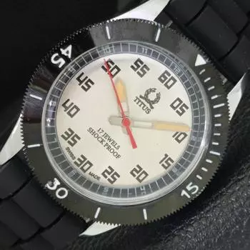 ВОССТАНОВЛЕННЫЕ 40-ММ ПОВОРОТНЫЕ ШВЕЙЦАРСКИЕ МУЖСКИЕ ЧАСЫ TITUS СЕРЕБРИСТЫЙ ЦИФЕРБЛАТ a432707-2 R113-a432707