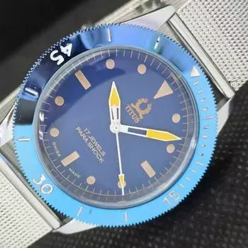 ВОССТАНОВЛЕННЫЕ 40 ММ ВИНТАЖНЫЕ ШВЕЙЦАРСКИЕ МУЖСКИЕ ЧАСЫ TITUS WINDING С ПОВОРОТНЫМ БЕЗЕЛЕМ a241002-2 Titusa241002