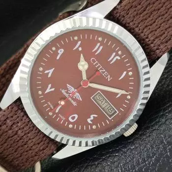 ВОССТАНОВЛЕННЫЕ АВТОМАТИЧЕСКИЕ ЧАСЫ CITIZEN 8200 JAPAN MENS ARABIC CRED DIAL WATCH a427244-2 QRL-a427244