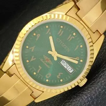 ВОССТАНОВЛЕННЫЕ АВТОМАТИЧЕСКИЕ ЧАСЫ CITIZEN 8200 JAPAN MENS ARABIC GREEN DIAL WATCH a427229-2 QRL-a427229