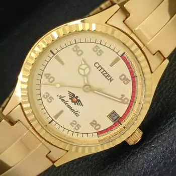 ВОССТАНОВЛЕННЫЕ АВТОМАТИЧЕСКИЕ ЧАСЫ CITIZEN 8200 JAPAN MENS DATE GOLDEN DIAL WATCH a432602-2 R112-a432602